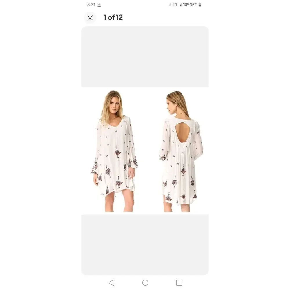 Free People Oxford Floral Embroidered Mini Dress White Women's Size Small.
Armpi